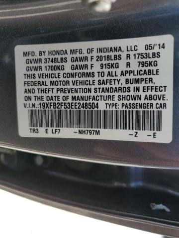 Photo 10 from auction – 2014 HONDA CIVIC LX with VIN 19XFB2F53EE248504