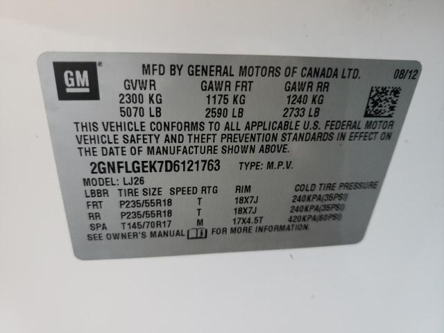 Photo 10 from auction – 2013 CHEVROLET EQUINOX LT with VIN 2GNFLGEK7D6121763