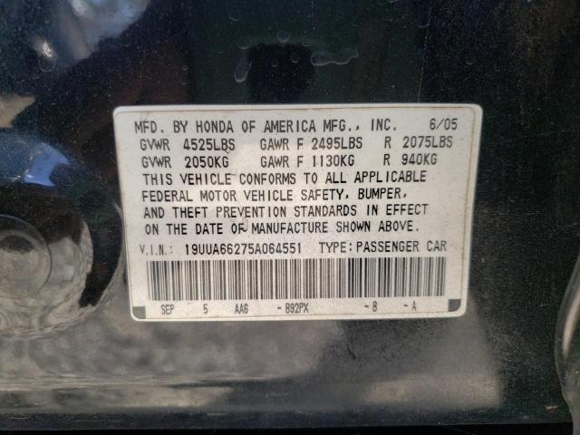 Photo 10 from auction – 2005 ACURA TL with VIN 19UUA66275A064551
