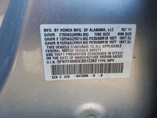 Photo 10 from auction – 2012 HONDA PILOT EXL with VIN 5FNYF4H65CB012362