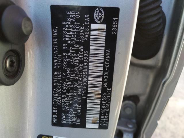 Photo 10 from auction – 2005 TOYOTA CAMRY with VIN 4T1BF30K75U093895