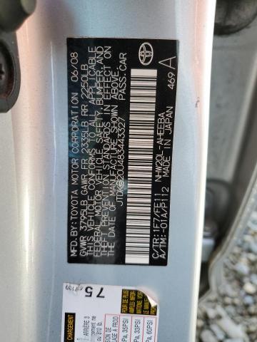 Photo 10 from auction – 2008 TOYOTA PRIUS with VIN JTDKB20U483443327