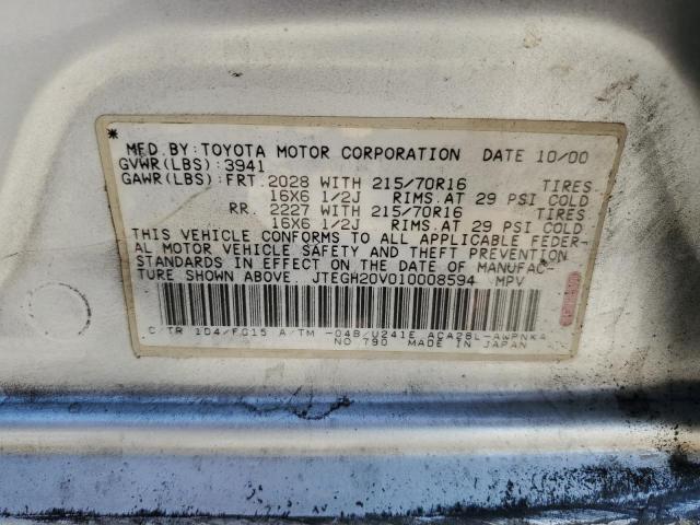 Photo 10 from auction – 2001 TOYOTA RAV4 with VIN JTEGH20V010008594