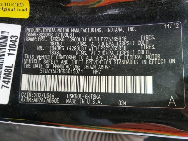 Photo 10 from auction – 2013 TOYOTA SEQUOIA SR with VIN 5TDZY5G16DS045071