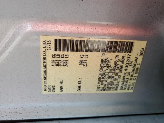 Photo 10 from auction – 2017 NISSAN MAXIMA 3.5 with VIN 1N4AA6AP4HC400207