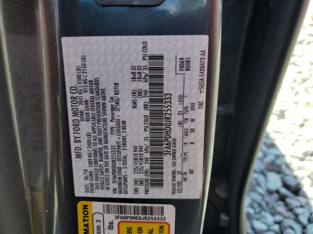 Photo 10 from auction – 2018 FORD FUSION SE with VIN 3FA6P0HD0JR255333