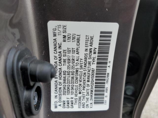 Photo 10 from auction – 2016 HONDA CR-V EX with VIN 2HKRM3H52GH506987