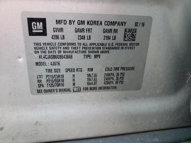 Photo 10 from auction – 2016 BUICK ENCORE with VIN KL4CJASB6GB643668