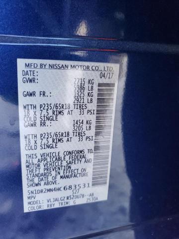 Photo 10 from auction – 2017 NISSAN PATHFINDER with VIN 5N1DR2MN4HC683531