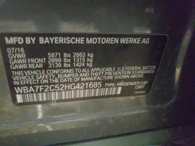 Photo 10 from auction – 2017 BMW 750 XI with VIN WBA7F2C52HG421685