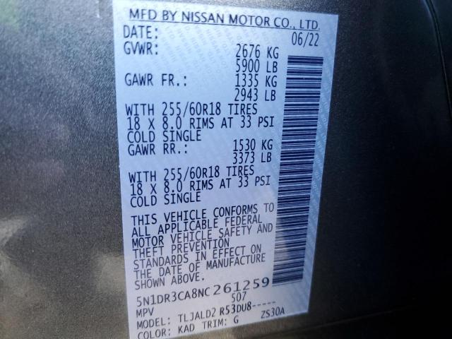 Photo 10 from auction – 2022 NISSAN PATHFINDER with VIN 5N1DR3CA8NC261259