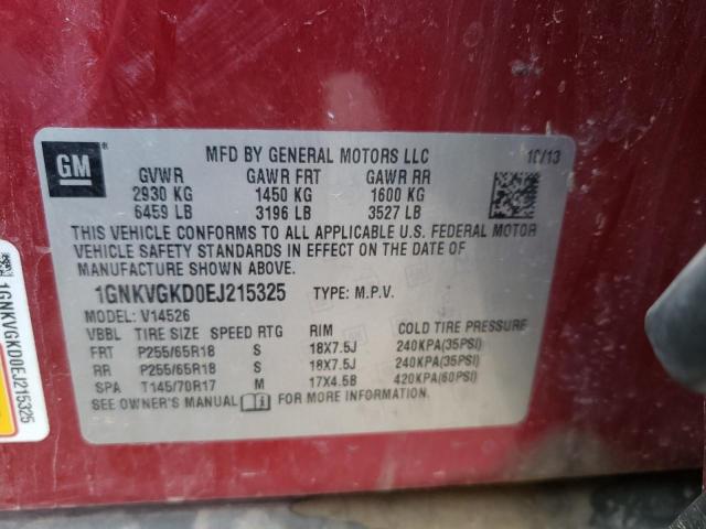 Photo 10 from auction – 2014 CHEVROLET TRAVERSE L with VIN 1GNKVGKD0EJ215325