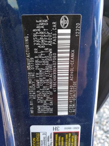 Photo 10 from auction – 2009 TOYOTA CAMRY BASE with VIN 4T1BE46K89U407060