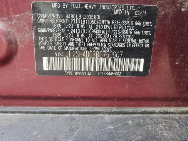 Photo 10 from auction – 2011 SUBARU FORESTER 2 with VIN JF2SHABC3BG759607
