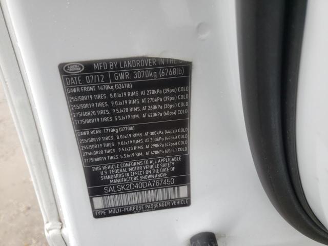 Photo 10 from auction – 2013 LAND ROVER RANGE ROVE with VIN SALSK2D40DA767450