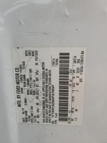 Photo 10 from auction – 2010 FORD RANGER with VIN 1FTKR1AD8APA76547