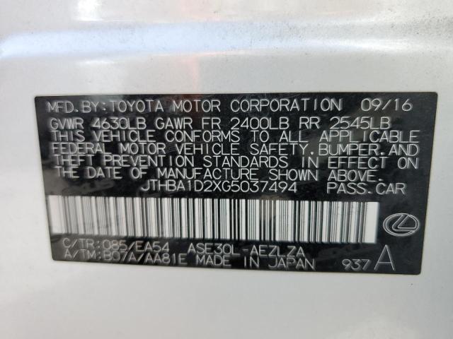 Photo 10 from auction – 2016 LEXUS IS 200T with VIN JTHBA1D2XG5037494