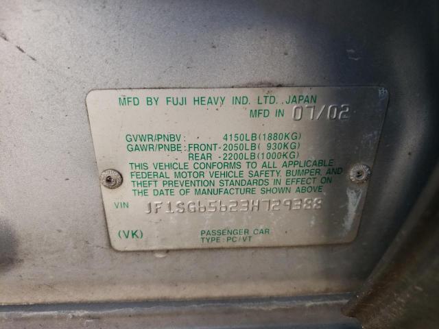 Фото 10 с аукциона – 2003 SUBARU FORESTER 2 с VIN JF1SG65623H729388