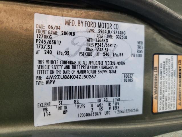 Photo 10 from auction – 2004 MERCURY MOUNTAINEE with VIN 4M2ZU86K04ZJ50267