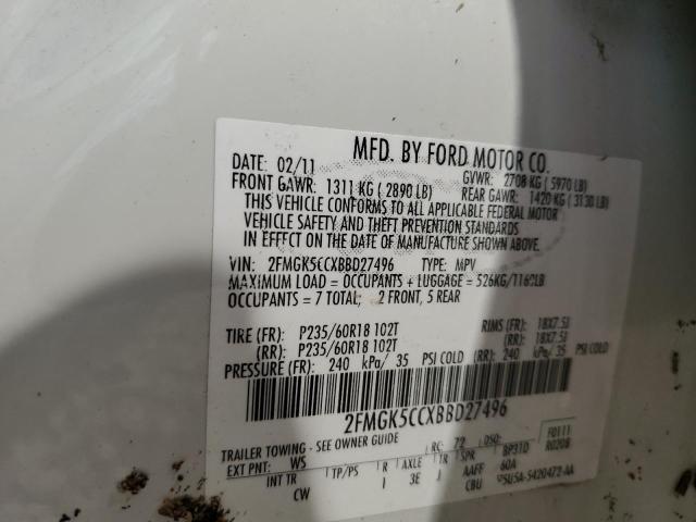 Photo 10 from auction – 2011 FORD FLEX SEL with VIN 2FMGK5CCXBBD27496