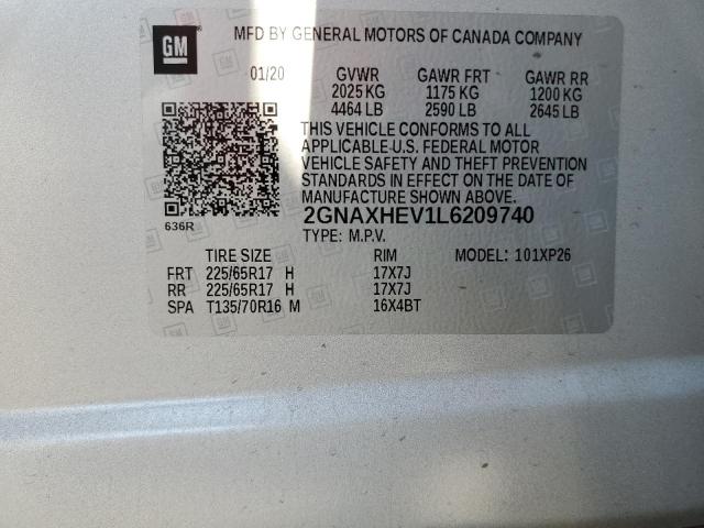Photo 10 from auction – 2020 CHEVROLET EQUINOX LS with VIN 2GNAXHEV1L6209740