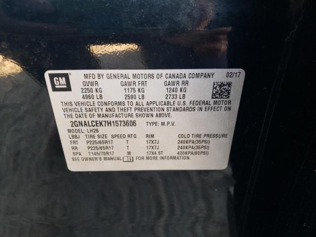 Photo 10 from auction – 2017 CHEVROLET EQUINOX LT with VIN 2GNALCEK7H1573606