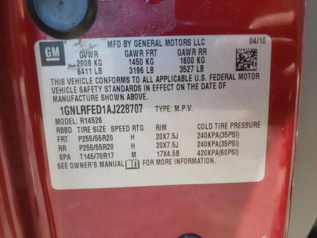 Photo 10 from auction – 2010 CHEVROLET TRAVERSE L with VIN 1GNLRFED1AJ228707