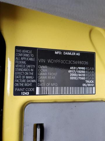 Photo 10 from auction – 2012 FREIGHTLINER SPRINTER 3 with VIN WDYPF0CC3C5698036