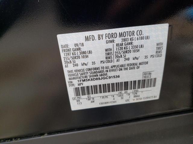 Photo 10 from auction – 2018 FORD EXPLORER X with VIN 1FM5K8D89JGC91536