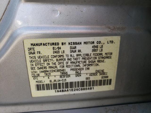Photo 10 from auction – 2004 NISSAN MAXIMA with VIN 1N4BA41E24C885481