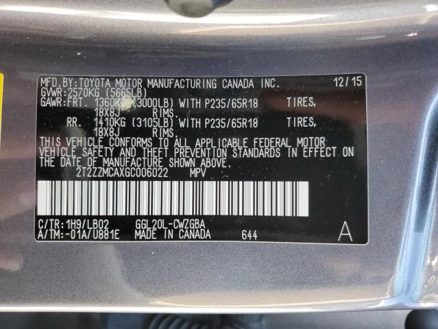 Photo 10 from auction – 2016 LEXUS RX 350 with VIN 2T2ZZMCAXGC006022