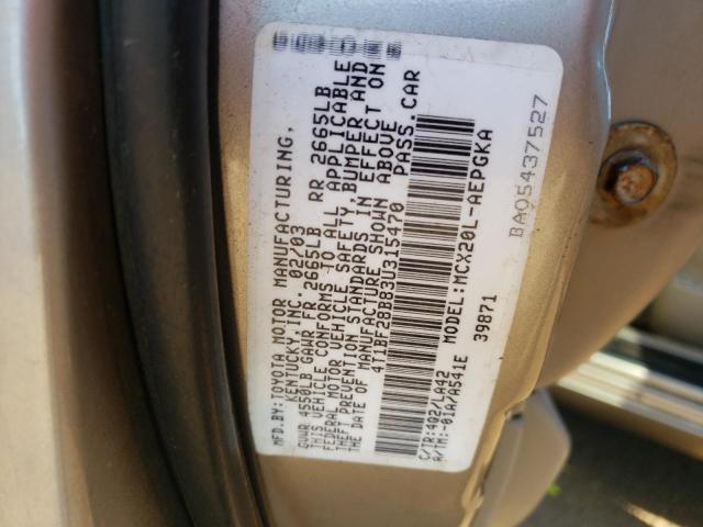 Photo 10 from auction – 2003 TOYOTA AVALON XL with VIN 4T1BF28B83U315470
