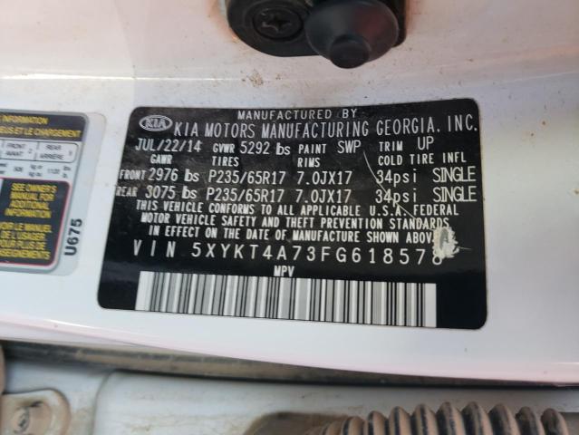 Photo 10 from auction – 2015 KIA SORENTO LX with VIN 5XYKT4A73FG618578