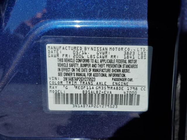 Photo 10 from auction – 2016 NISSAN SENTRA S with VIN 3N1AB7AP2GY279523