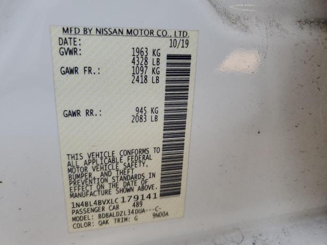 Photo 10 from auction – 2020 NISSAN ALTIMA S with VIN 1N4BL4BVXLC179141