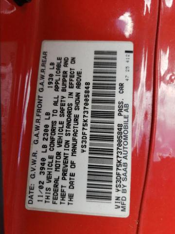 Photo 10 from auction – 2003 SAAB 9-3 SE with VIN YS3DF75K737005848
