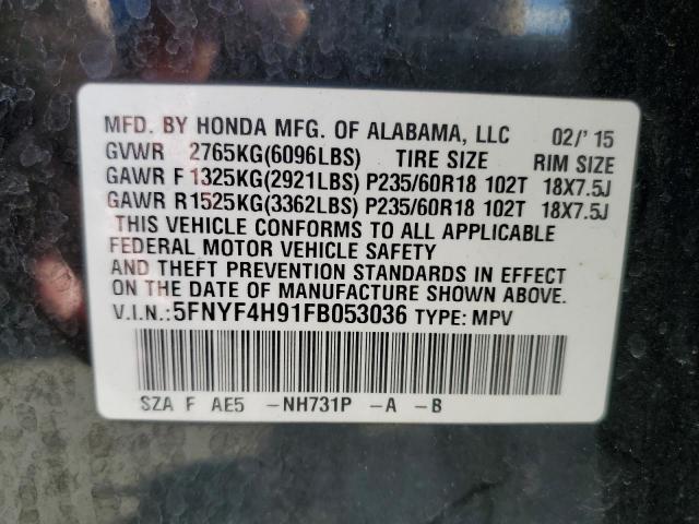 Photo 10 from auction – 2015 HONDA PILOT TOUR with VIN 5FNYF4H91FB053036