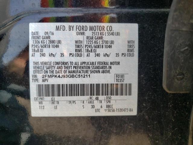 Photo 10 from auction – 2016 FORD EDGE SEL with VIN 2FMPK4J93GBC51211