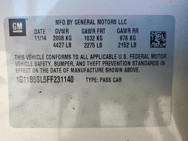 Photo 10 from auction – 2015 CHEVROLET MALIBU LS with VIN 1G11B5SL5FF231140