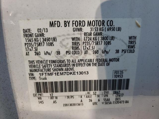Photo 10 from auction – 2013 FORD F150 with VIN 1FTMF1EM7DKE13013