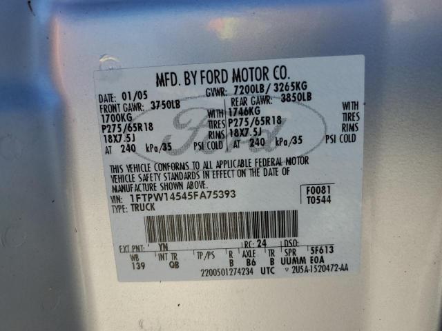 Photo 10 from auction – 2005 FORD F150 SUPER with VIN 1FTPW14545FA75393
