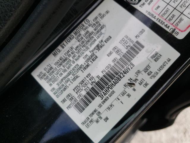 Photo 10 from auction – 2011 FORD FUSION SE with VIN 3FAHP0HA0BR240928