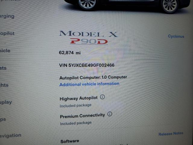 Photo 8 from auction – 2016 TESLA MODEL X with VIN 5YJXCBE49GF002466