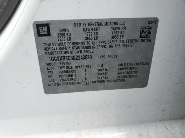 Photo 10 from auction – 2016 CHEVROLET SILVERADO with VIN 1GCVKREC8GZ243620