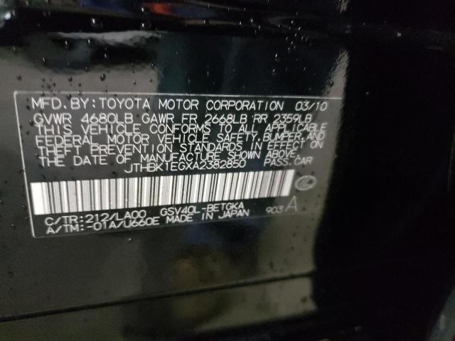 Photo 10 from auction – 2010 LEXUS ES 350 with VIN JTHBK1EGXA2382850
