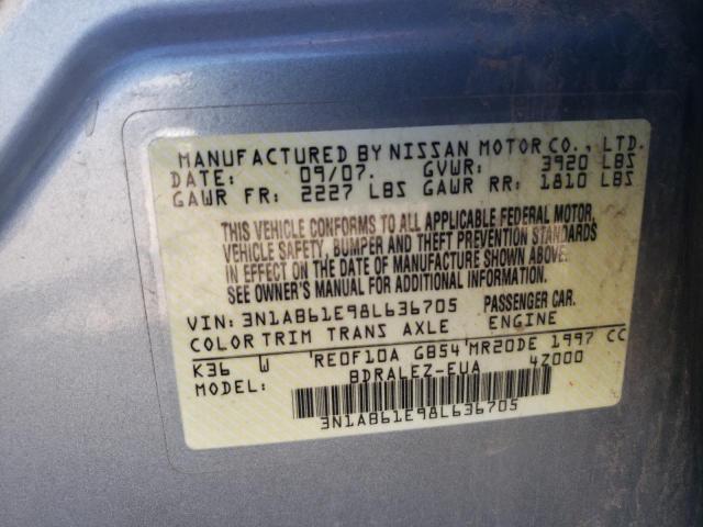 Photo 10 from auction – 2008 NISSAN SENTRA 2.0 with VIN 3N1AB61E98L636705