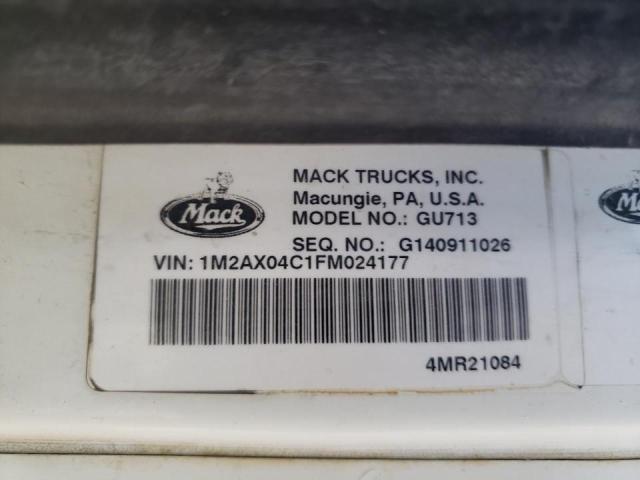 Photo 10 from auction – 2015 MACK 700 GU700 with VIN 1M2AX04C1FM024177