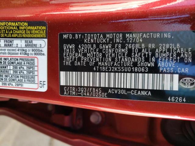 Photo 10 from auction – 2005 TOYOTA CAMRY LE with VIN 4T1BE32K55U018063