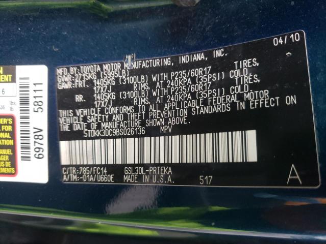 Photo 10 from auction – 2011 TOYOTA SIENNA with VIN 5TDKK3DC9BS026136