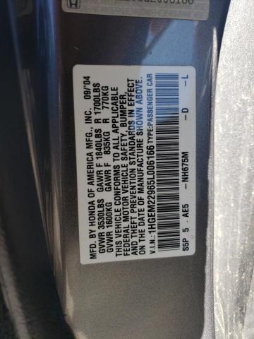 Photo 10 from auction – 2005 HONDA CIVIC EX with VIN 1HGEM22965L006166